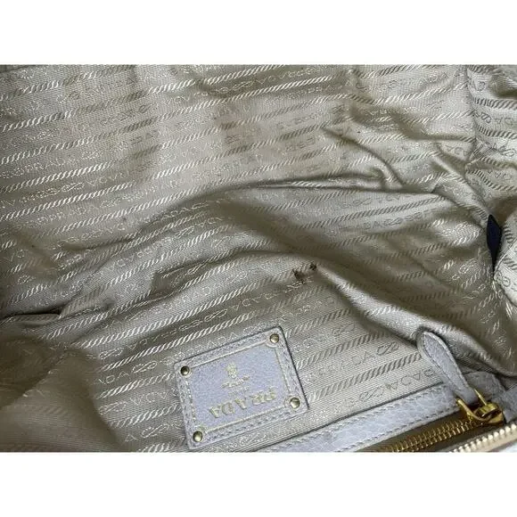 Prada Taupe Gold Leather Antik Cervo Fringe Large Bowler Bag Top Handle - Picture 11 of 16